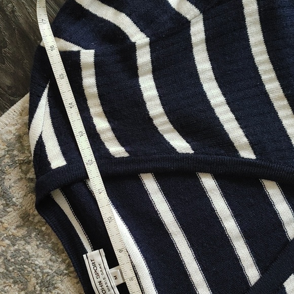 ST. JOHN Sport Nautical Vneck cardigan striped sweater M lightweight - Picture 4 of 17